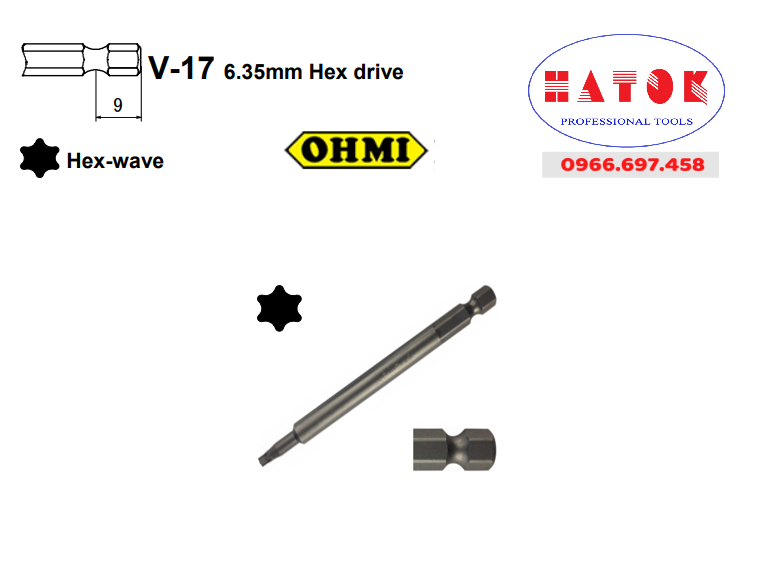 Đầu vặn vít hoa thị OHMI V-17T