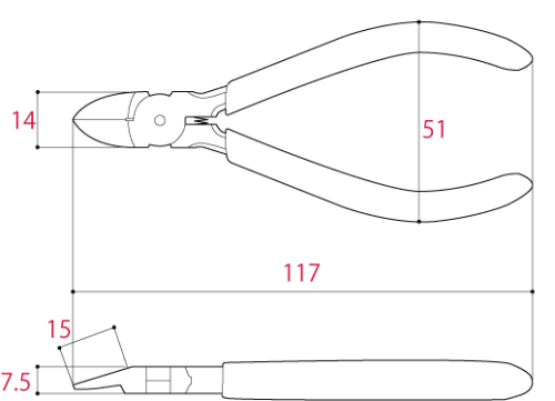 PN-115F kìm cắt nhựa lưỡi phẳng Nhật BẢn
