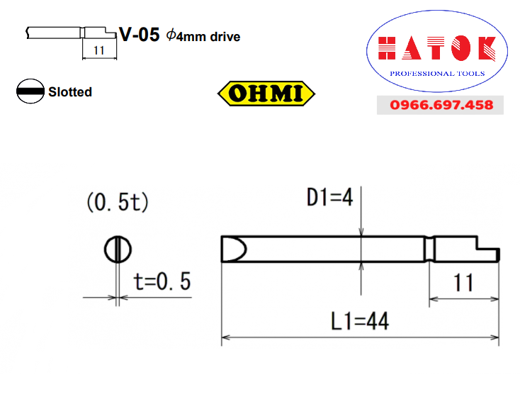 Mũi vít 2 cạnh OHMI V-05M