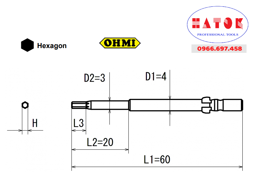 Screw Driver Bits VH-4 4mm drive Hexagon