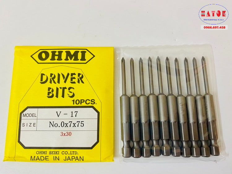 Đầu vặn ốc vít OHMI V-17 No.0x7x75(3x30)