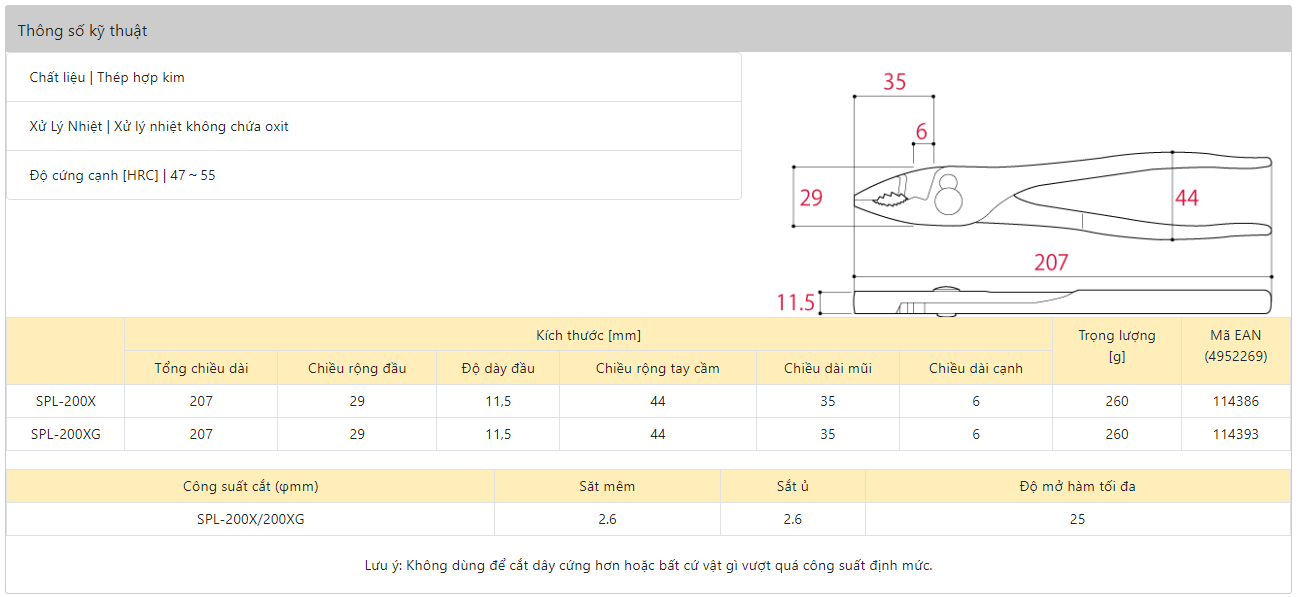 Kìm 2 lỗ Tsunoda SPL-200X