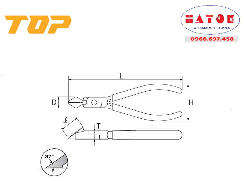 Kìm cắt góc 37 độ Top NI-125D