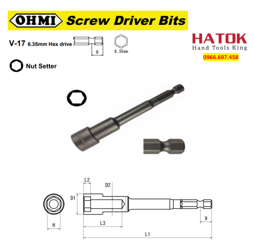 Mũi vặn bulong đai ốc lục giác OHMI V-17B