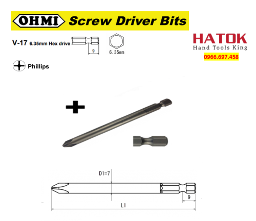 Mũi vặn vít bake Nhật Bản OHMI V-17